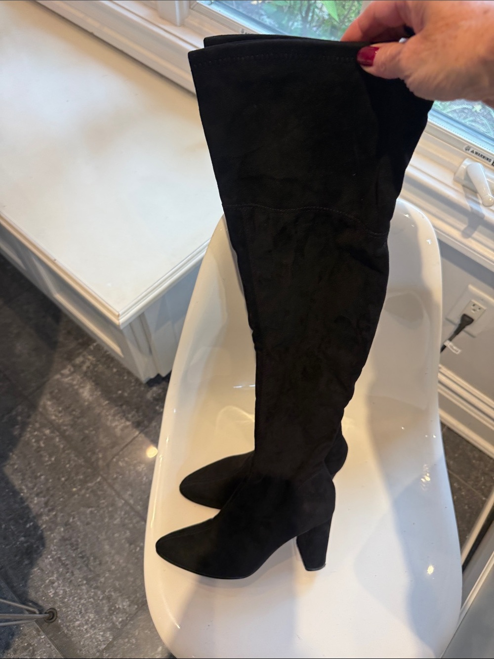 Steve Madden Ramona Black Suede Over-the-Knee Heeled Boots